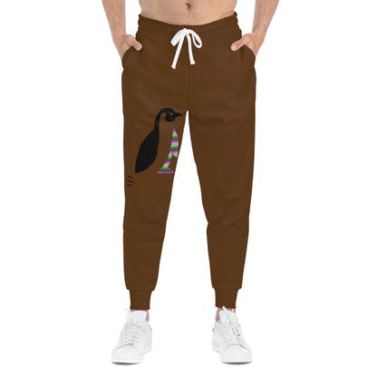 Athletic Joggers: Crazy Penguin World Logo Brown