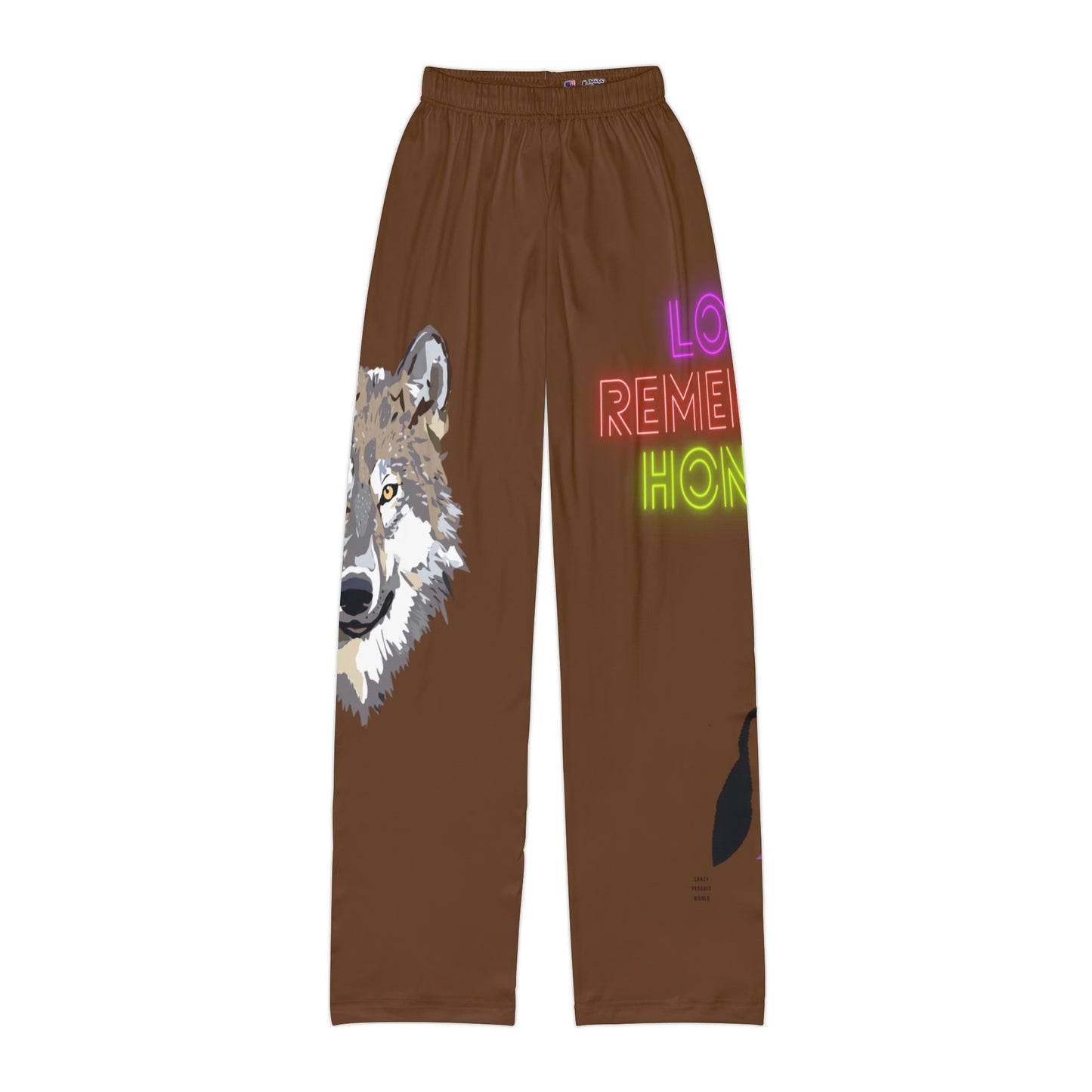 Kids Pajama Pants: Wolves Brown