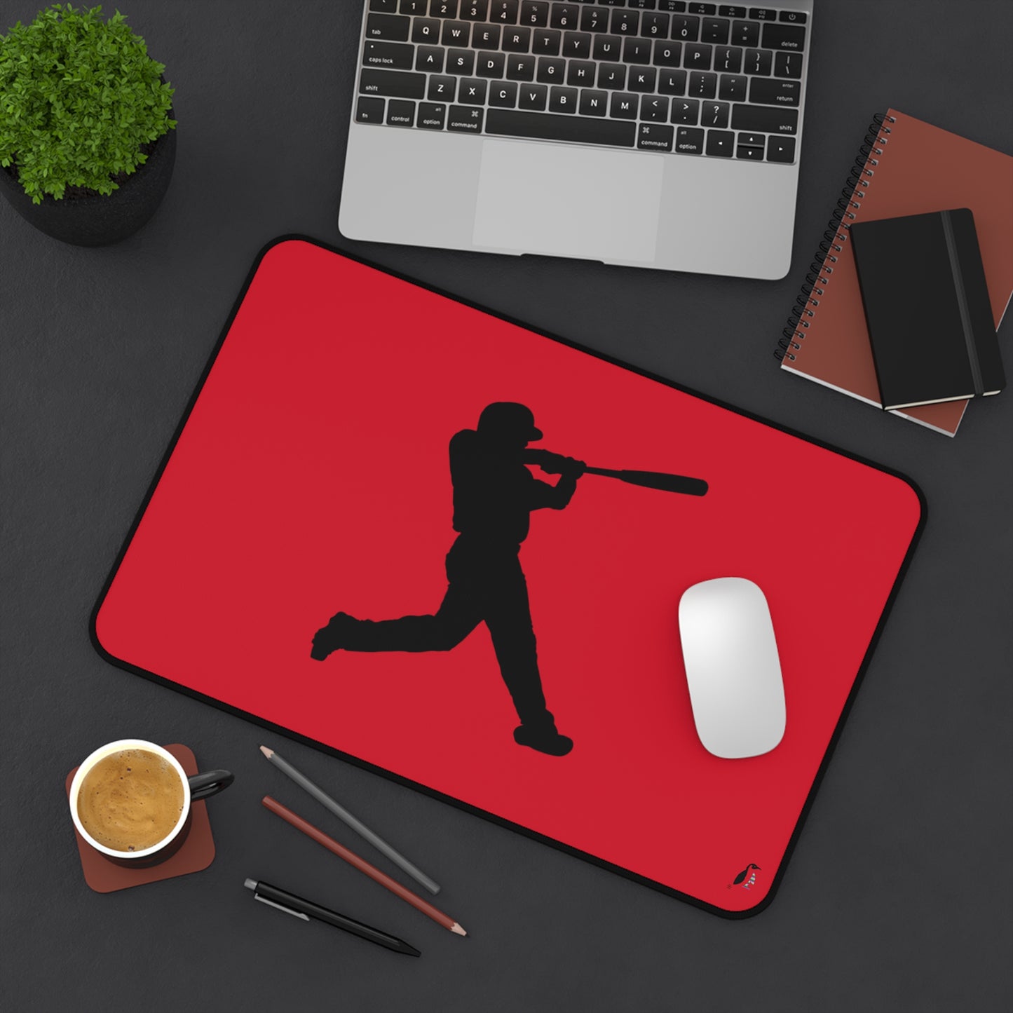 Desk Mat: Baseball Dark Red