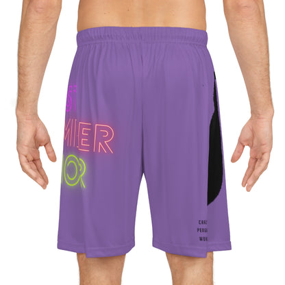 Basketball Shorts: Crazy Penguin World Logo Lite Purple