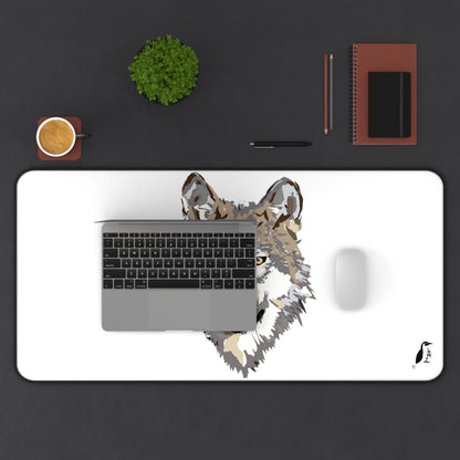 Desk Mat: Wolves White