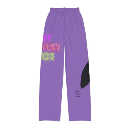 Kids Pajama Pants: Crazy Penguin World Logo Lite Purple