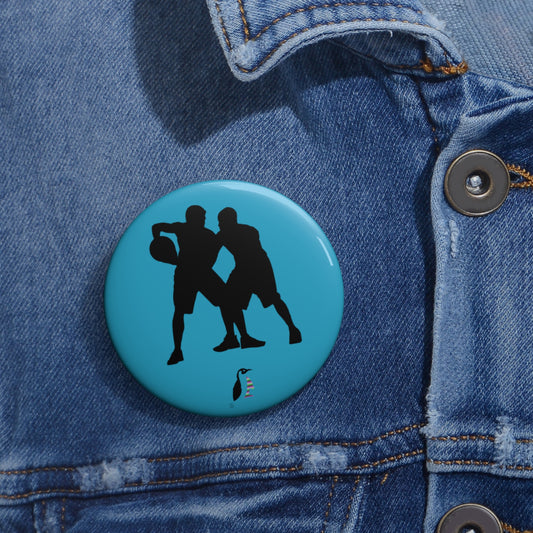 Custom Pin Buttons Basketball Turquoise