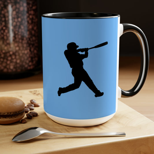 Two-Tone Coffee Mugs, 15oz: Baseball Lite Blue