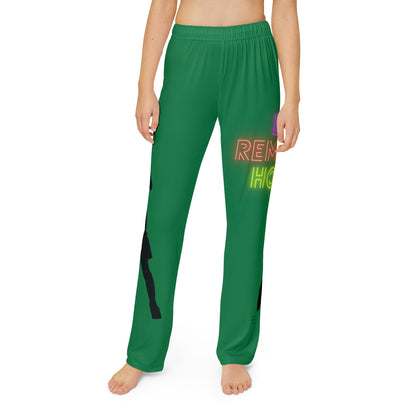 Kids Pajama Pants: Soccer Dark Green