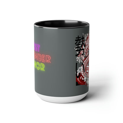 Two-Tone Coffee Mugs, 15oz: Dragons Dark Grey