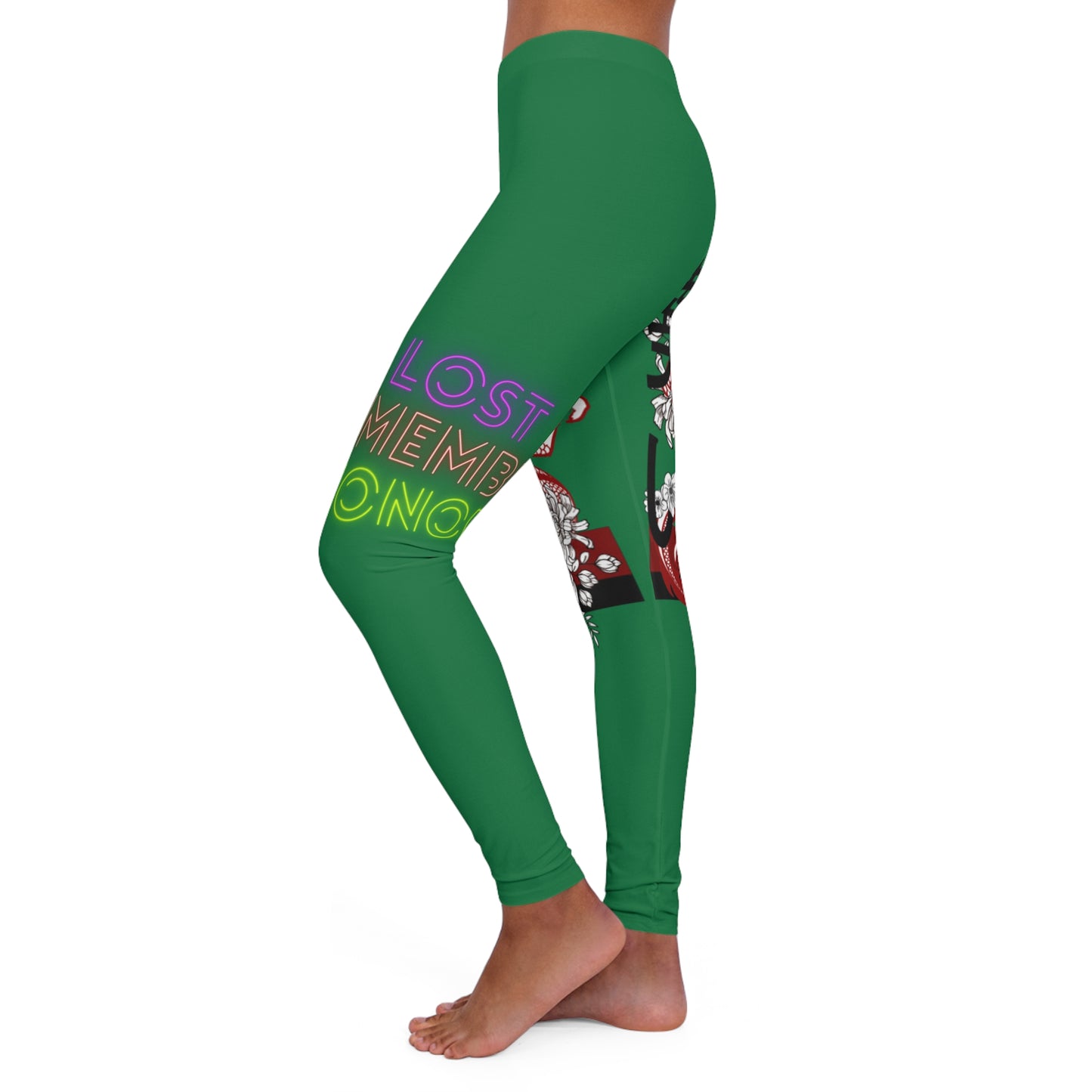 Women's Spandex Leggings: Dragons Dark Green