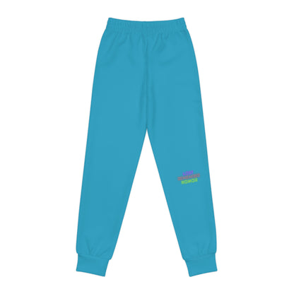 Youth Joggers: Crazy Penguin World Logo Turquoise