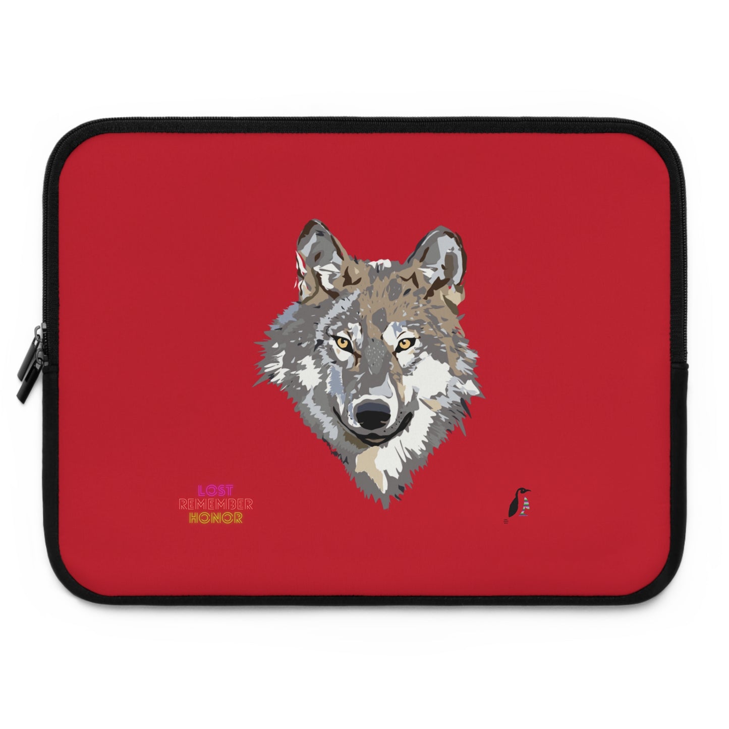 Laptop Sleeve: Wolves Dark Red