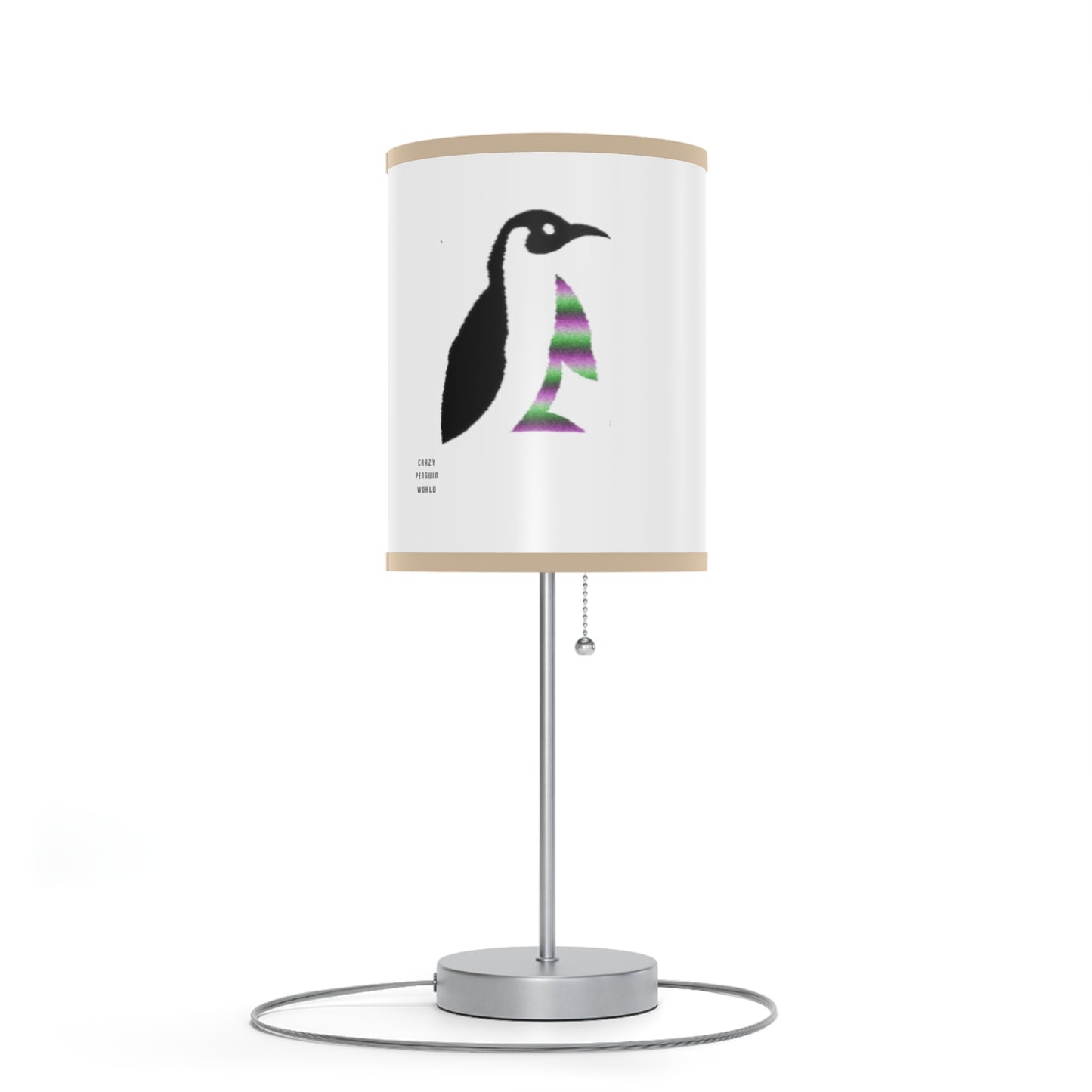 Lamp on a Stand, US|CA plug: Crazy Penguin World Logo White