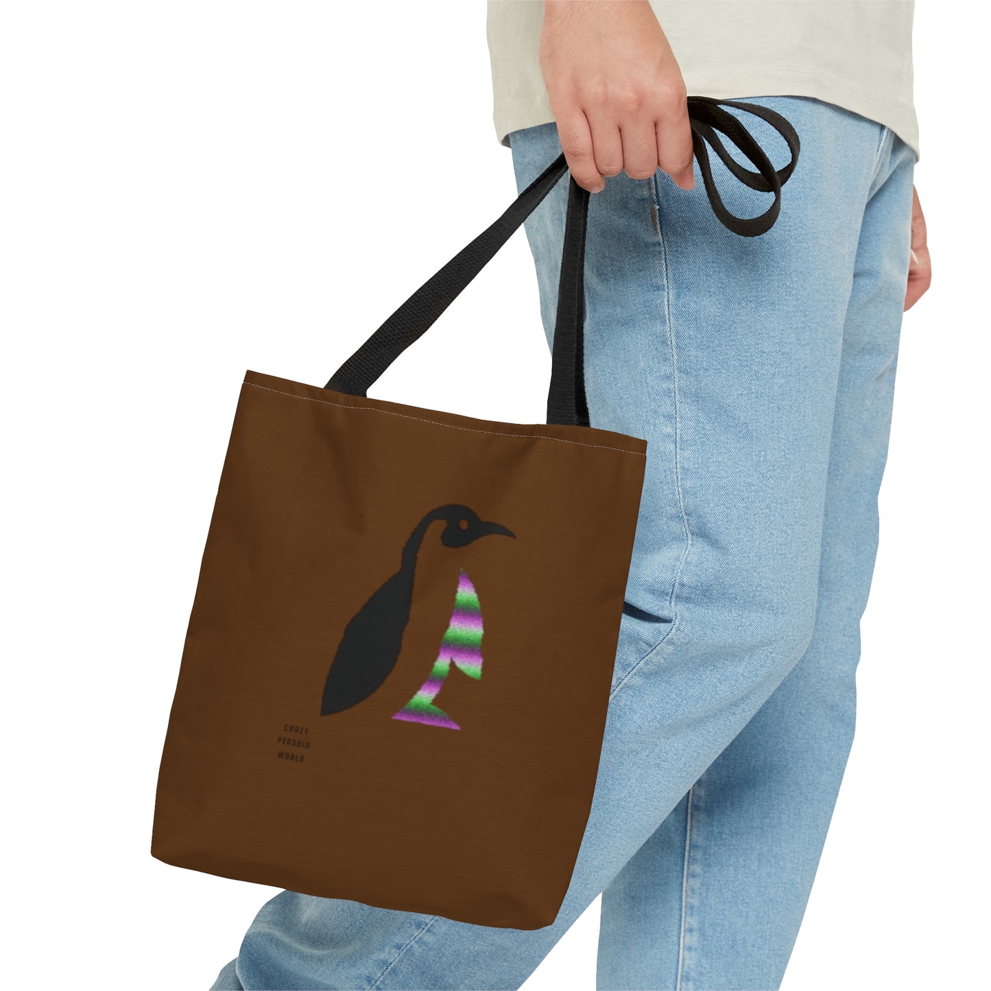 Tote Bag: Crazy Penguin World Logo Brown