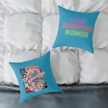 Spun Polyester Pillow: Dragons Turquoise