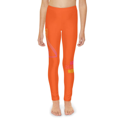 Youth Full-Length Leggings: Bowling Orange