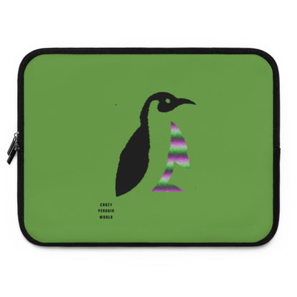 Laptop Sleeve: Crazy Penguin World Logo Green