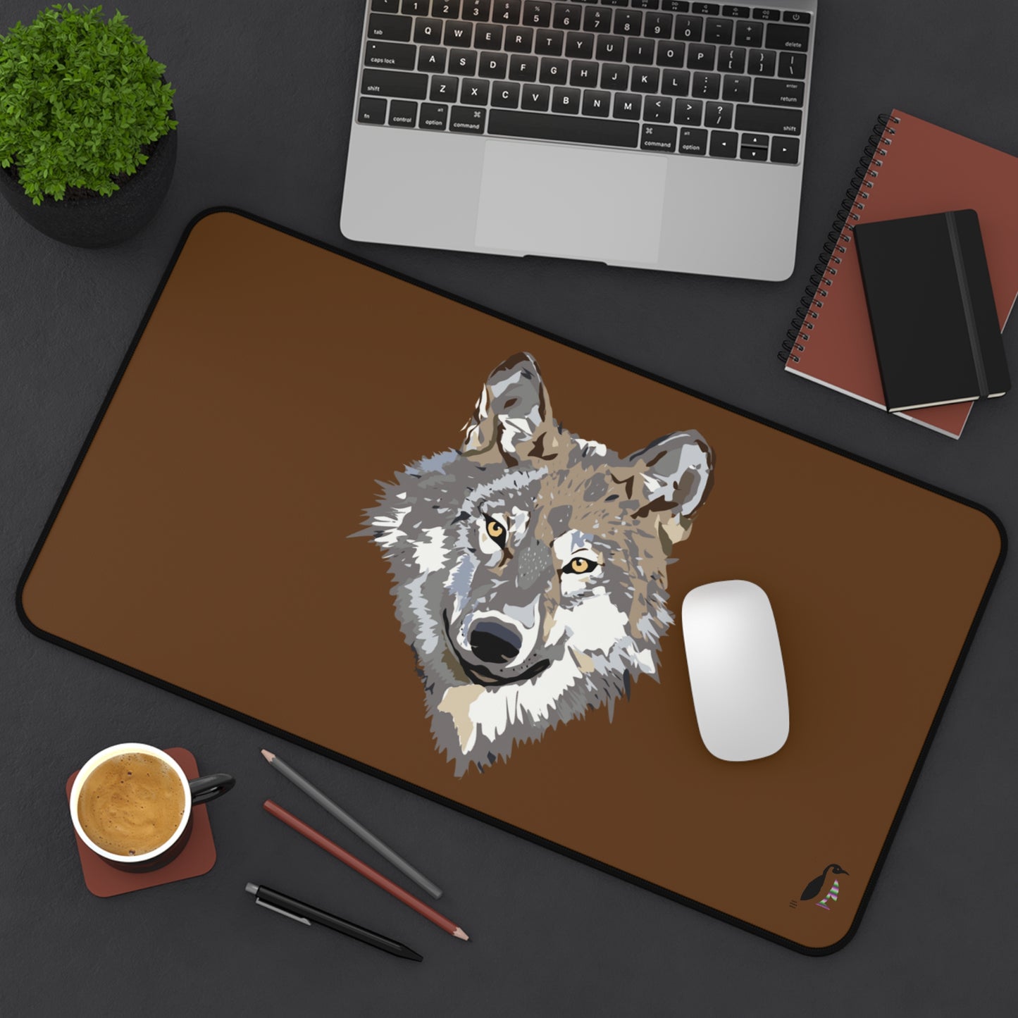 Desk Mat: Wolves Brown