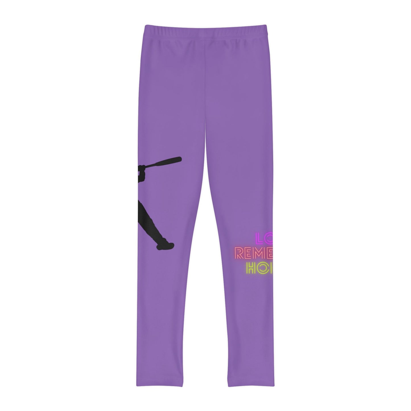 Youth Full-Length Leggings: Baseball Lite Purple