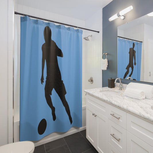Shower Curtains: #1 Soccer Lite Blue