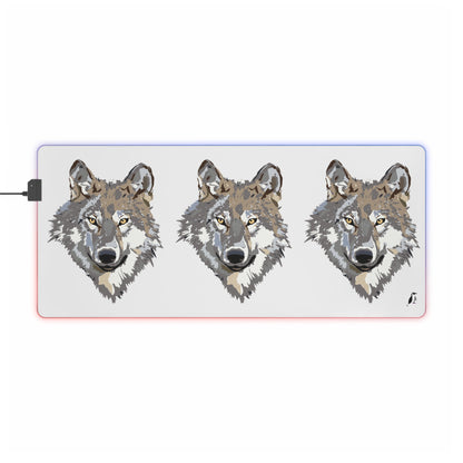 LED Gaming Mouse Pad: Wolves White