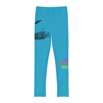 Youth Full-Length Leggings: Writing Turquoise