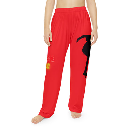 Pambabaeng Pajama Pants: Skateboarding Red 