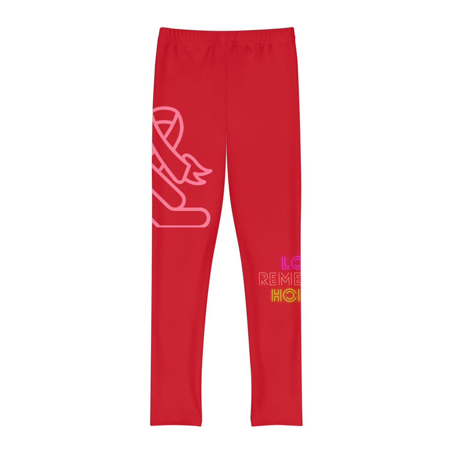 Youth Full-Length Leggings: Fight Cancer Dark Red