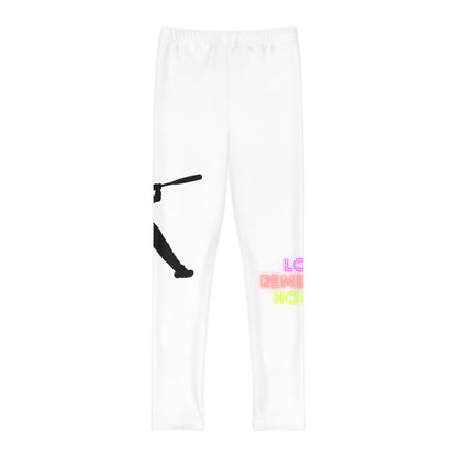 Youth Full-Length Leggings: Baseball White