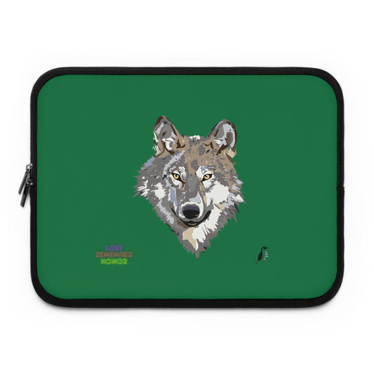 Laptop Sleeve: Wolves Dark Green