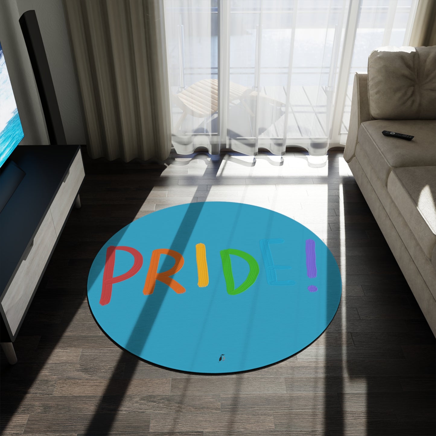 Round Rug: LGBTQ Pride Turquoise