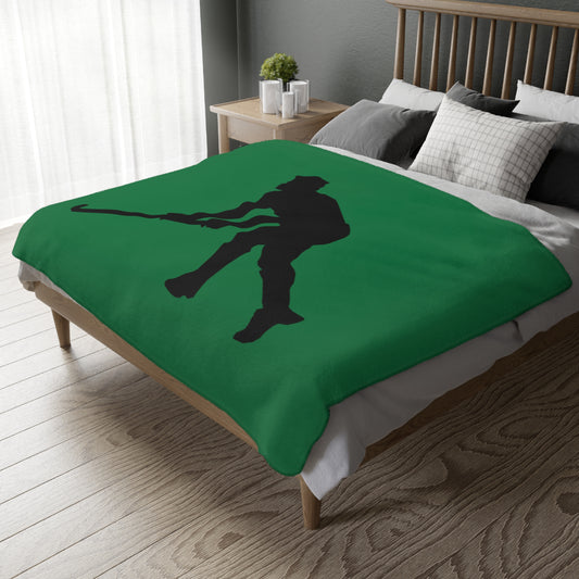 Velveteen Minky Blanket (Two-sided print): Hockey Dark Green