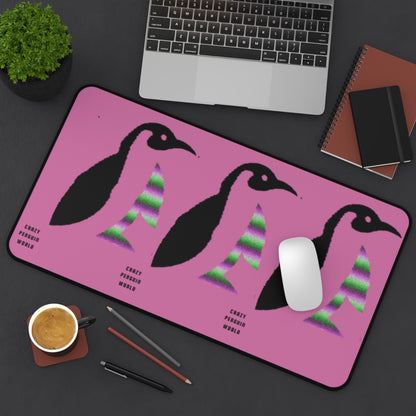 Desk Mat: Crazy Penguin World Logo Lite Pink