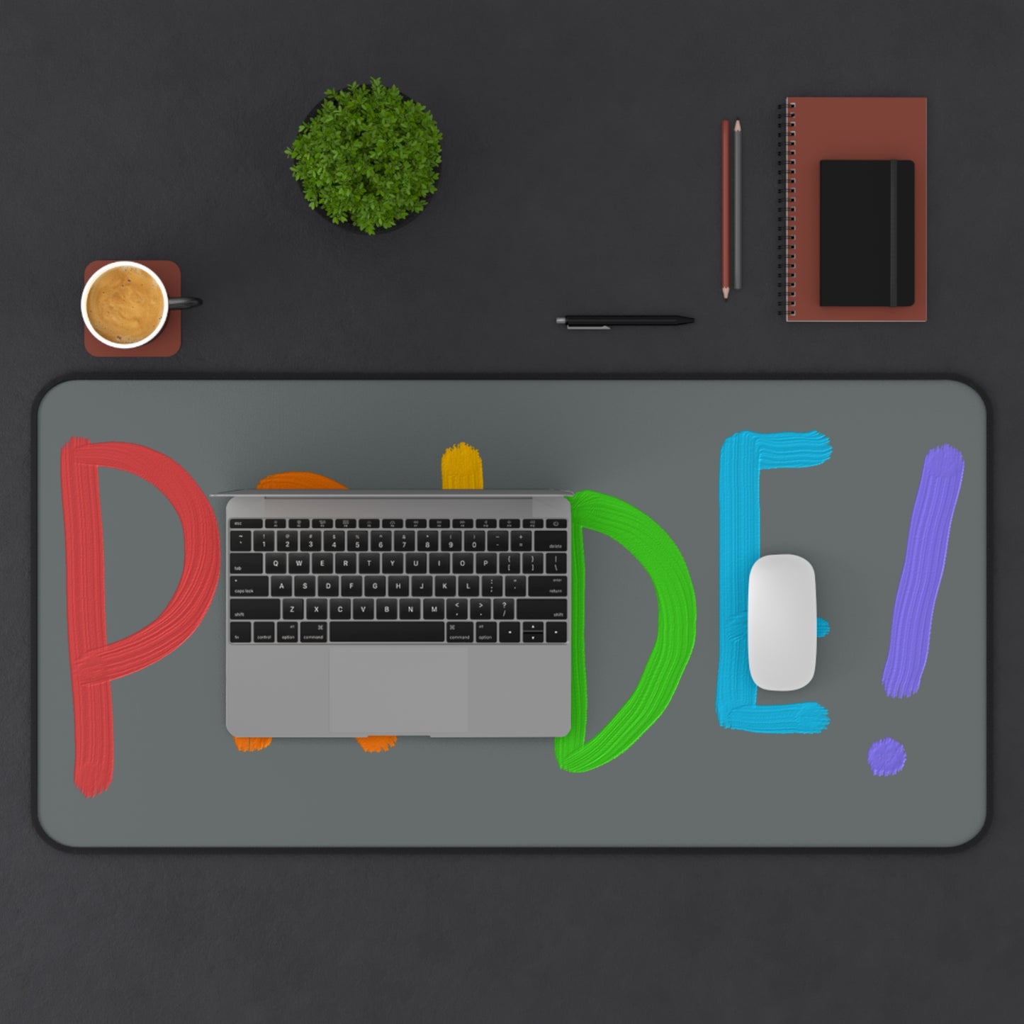 Desk Mat: LGBTQ Pride Dark Grey