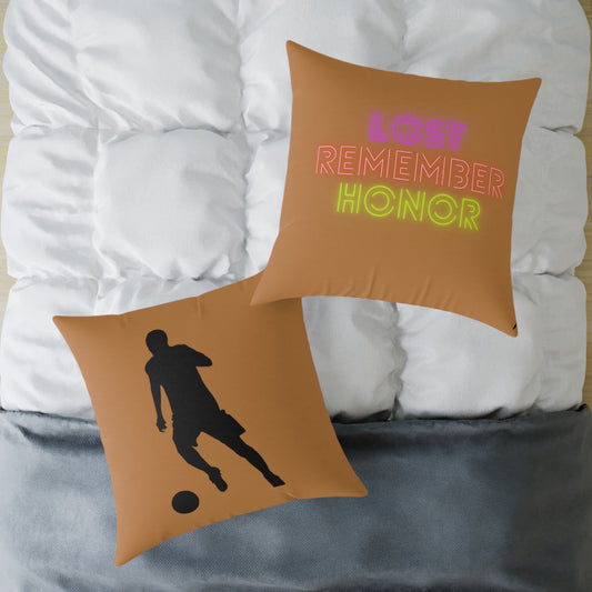 Spun Polyester Pillow: Soccer Lite Brown