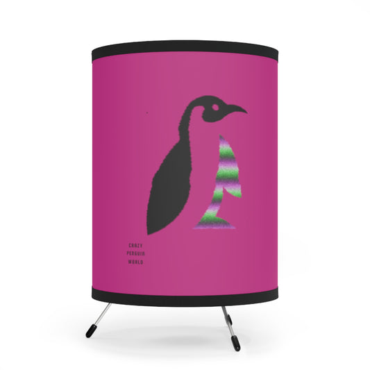 Tripod Lamp with High-Res Printed Shade, US\CA plug: Crazy Penguin World Logo Pink