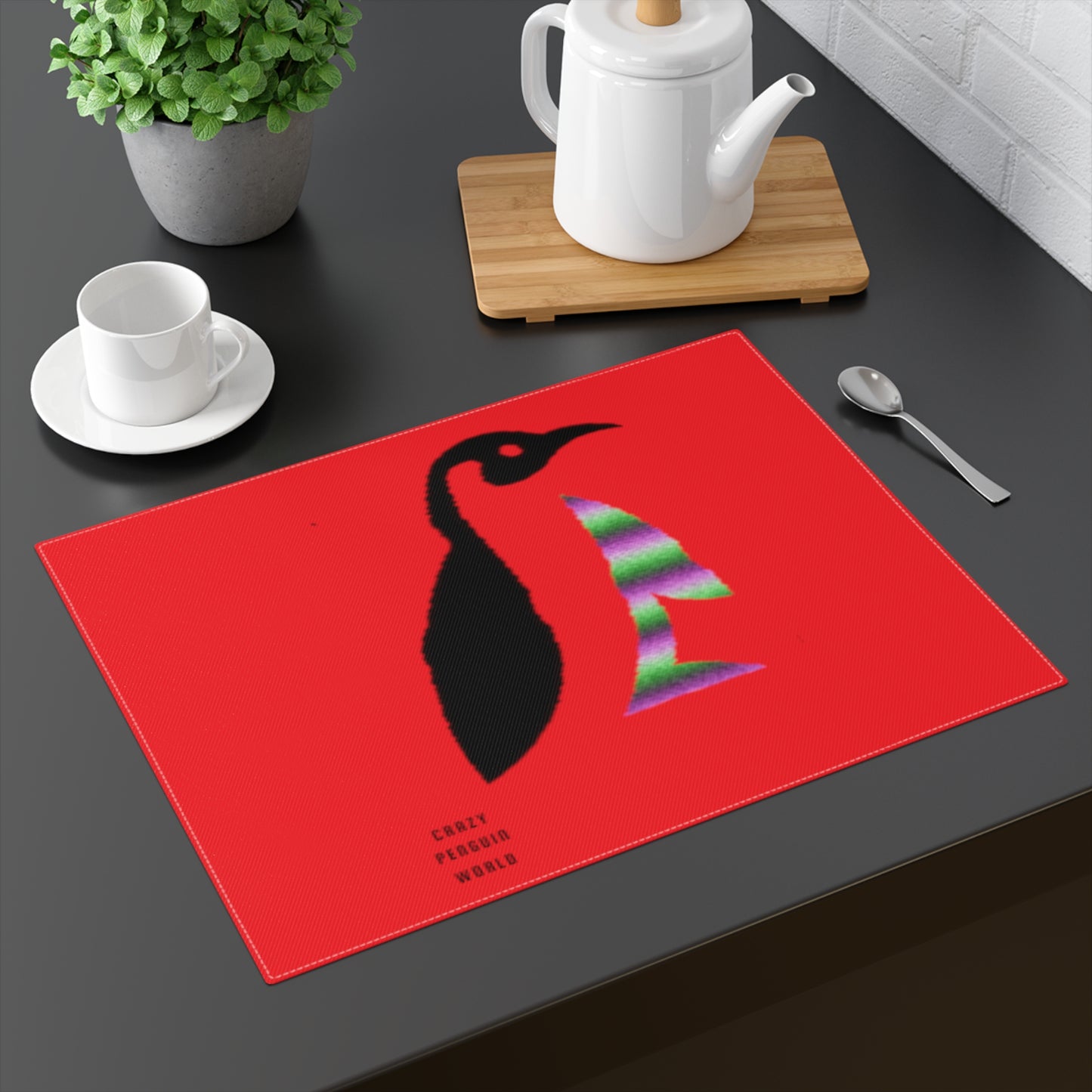 Placemat, 1pc: Crazy Penguin World Logo Red