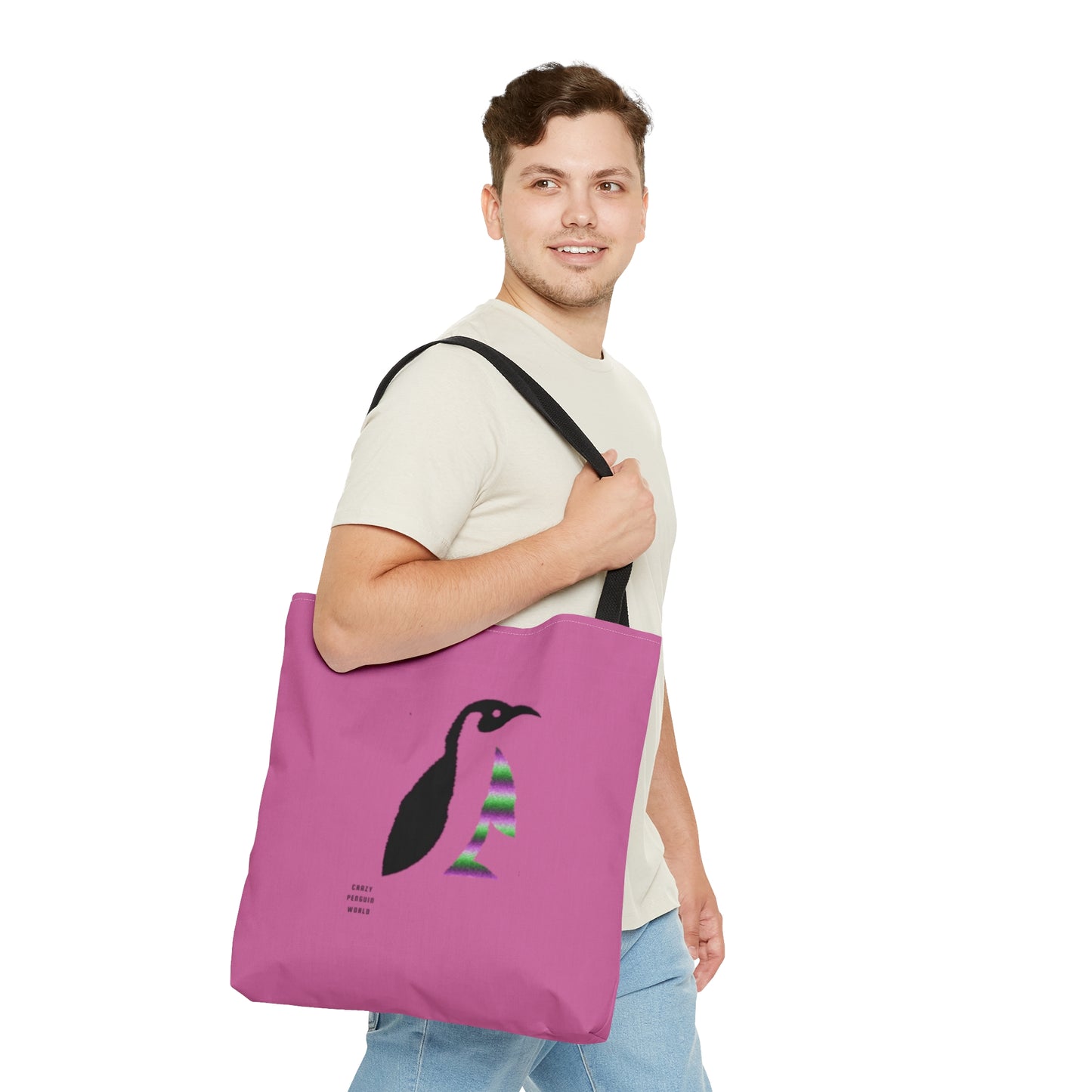 Tote Bag: Crazy Penguin World Logo Lite Pink