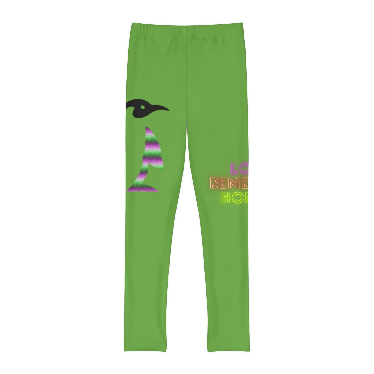 Youth Full-Length Leggings: Crazy Penguin World Logo Green