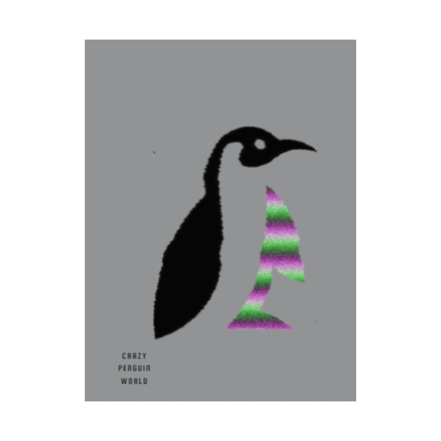 Premium Matte Vertical Posters: Crazy Penguin World Logo Grey