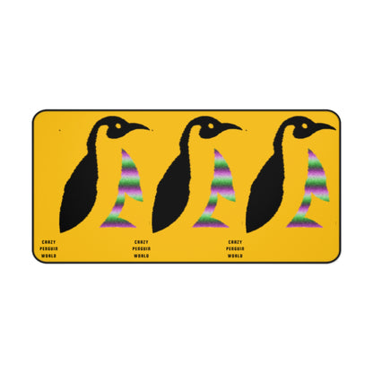 Desk Mat: Crazy Penguin World Logo Yellow