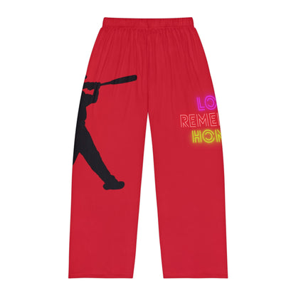 Men's Pajama Pants: Baseball Dark Red