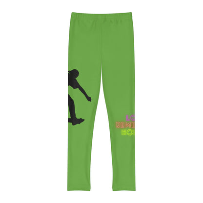 Youth Full-Length Leggings: Skateboarding Green