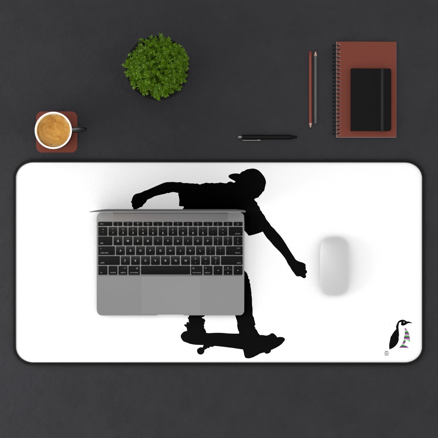 Desk Mat: Skateboarding White