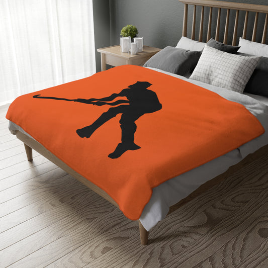 Velveteen Minky Blanket (Two-sided print): Hockey Orange