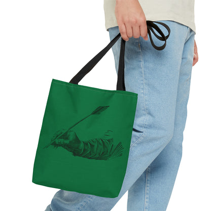 Tote Bag: Writing Dark Green