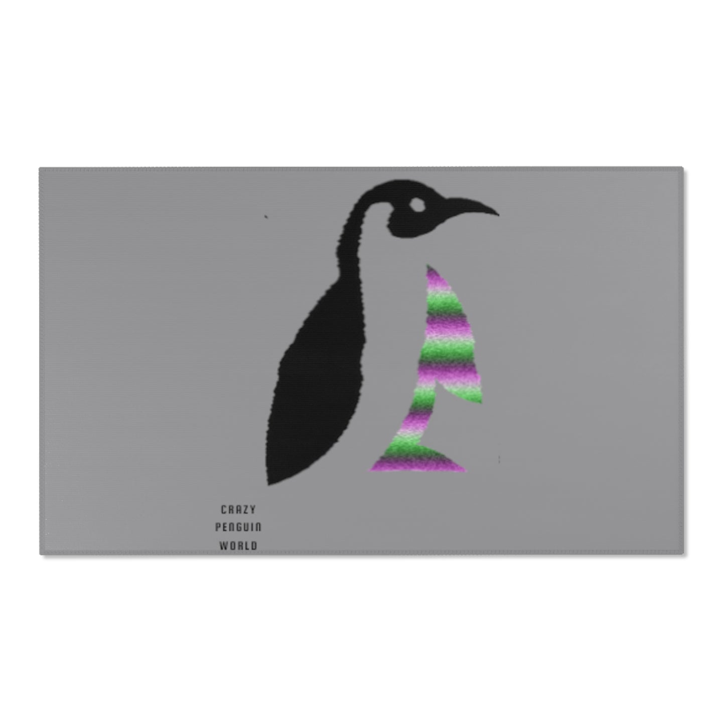 Area Rug (Rectangle): Crazy Penguin World Logo Grey