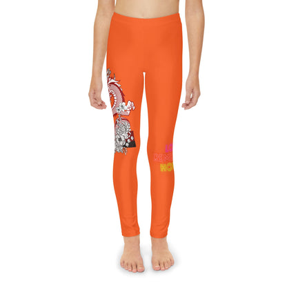 Youth Full-Length Leggings: Dragons Orange