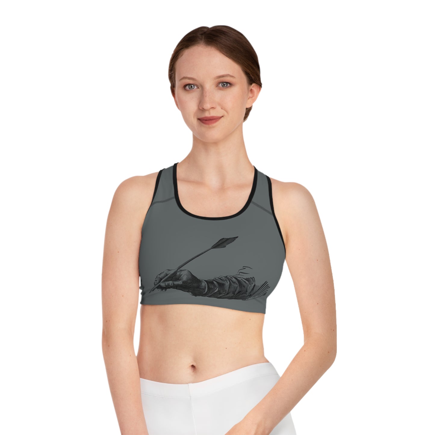 Sports Bra: Writing Dark Grey