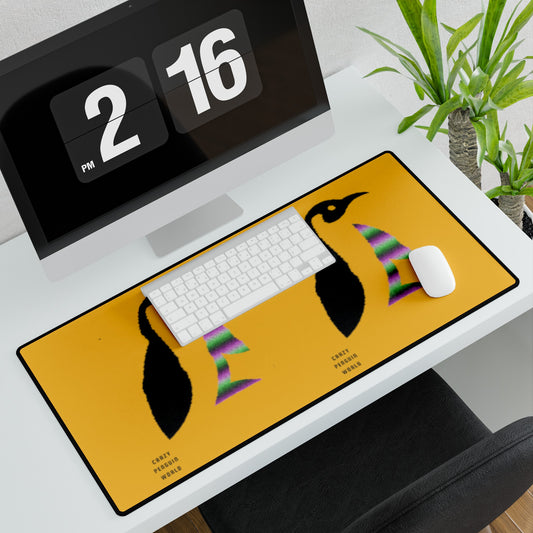 Desk Mats: Crazy Penguin World Logo Yellow