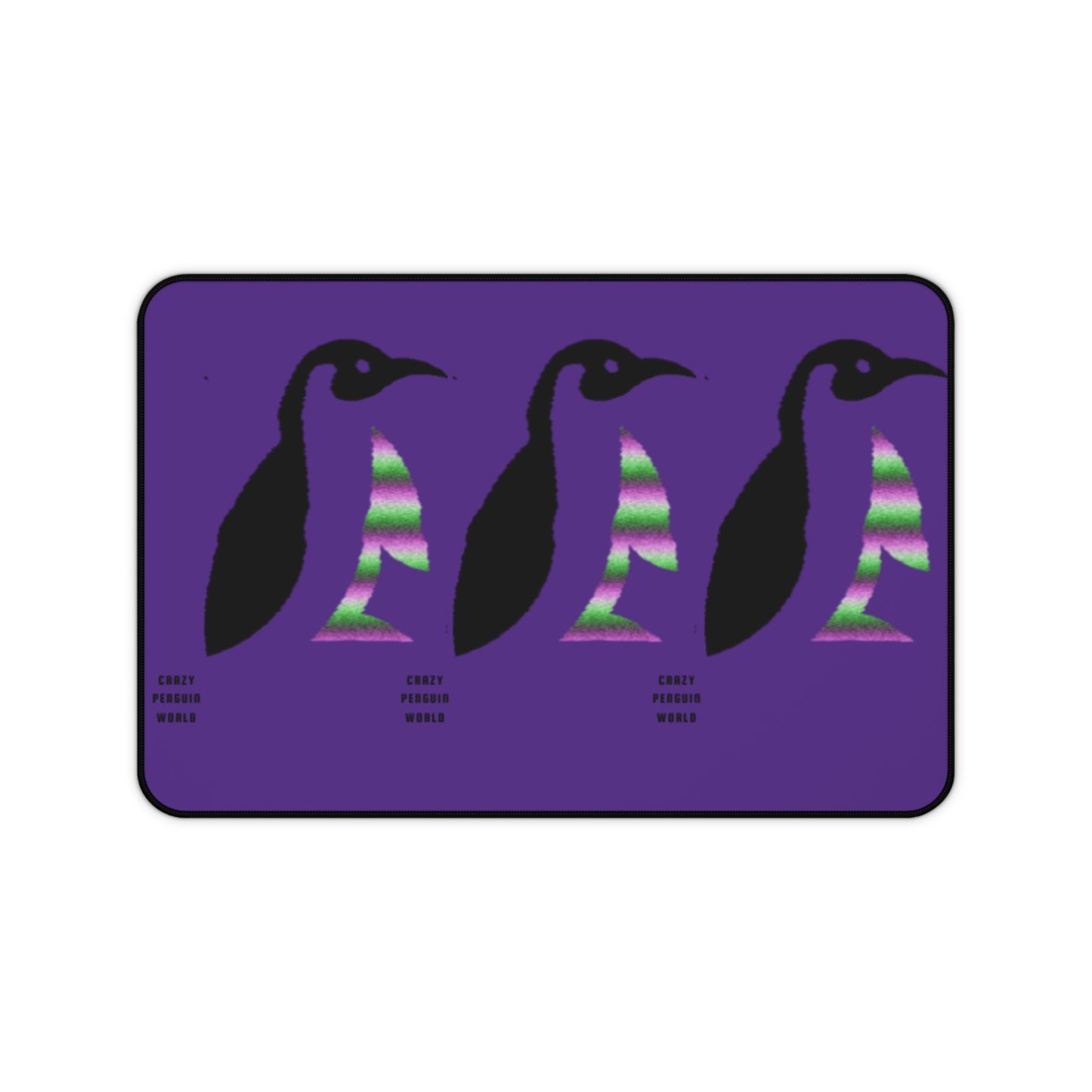 Desk Mat: Crazy Penguin World Logo Purple