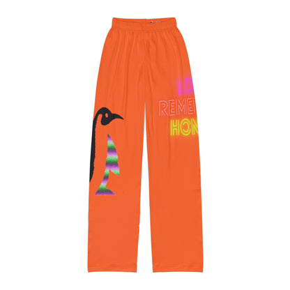 Kids Pajama Pants: Crazy Penguin World Logo Orange