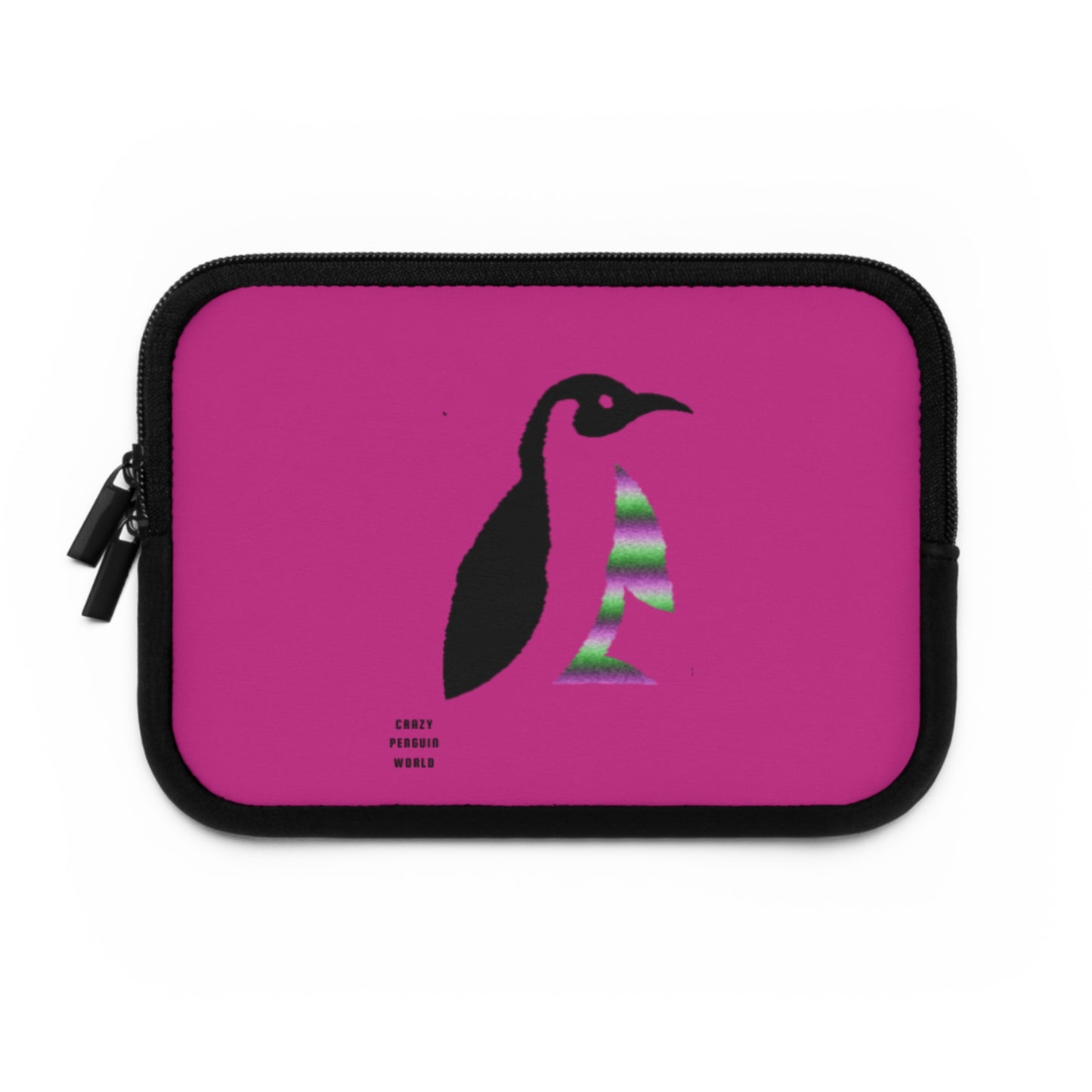 Laptop Sleeve: Crazy Penguin World Logo Pink